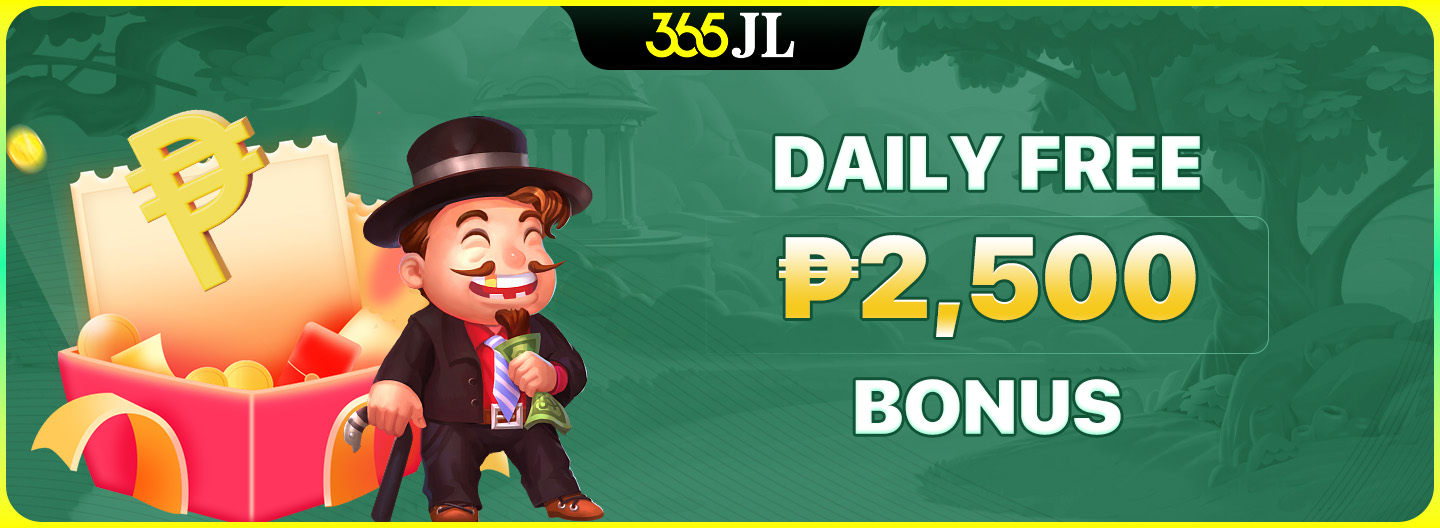 Banner announcing a daily free bonus of 2,500 pesos